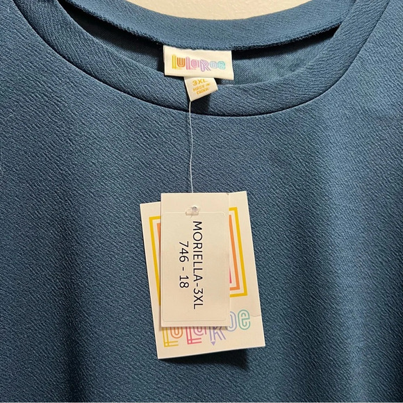 LuLaRoe Moriella Slate Blue Puff Sleeve Top - size 3XL - Picture 3 of 4